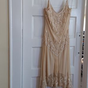 Beaded, silk handkerchief  tail dress